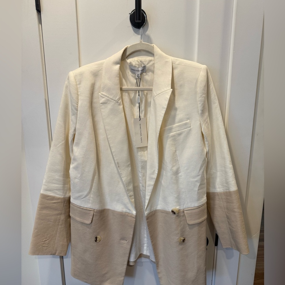Something Navy Cream and Tan Women's Blazer